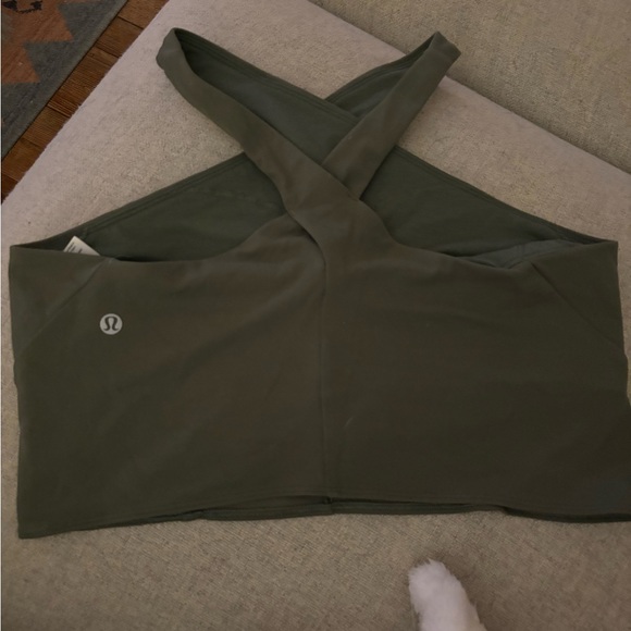 Lululemon Green Cross High Neck Sports Bra - Picture 3 of 4